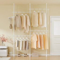 Sobuy Kls03-Ii-W,open Wardrobe Adjustable Freestanding Clothes Racks & Rails  And Shelves Metal Tubes Rack, White - thumbnail 2