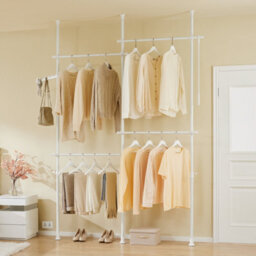 Sobuy Kls03-Ii-W,open Wardrobe Adjustable Freestanding Clothes Racks & Rails  And Shelves Metal Tubes Rack, White - thumbnail 4