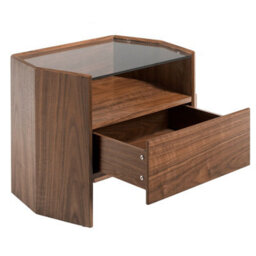 Angel Cerda Elegant Walnut Bedside Table With Glass Top For Modern Bedrooms - thumbnail 6