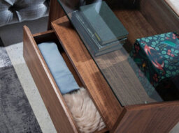 Angel Cerda Elegant Walnut Bedside Table With Glass Top For Modern Bedrooms - thumbnail 4