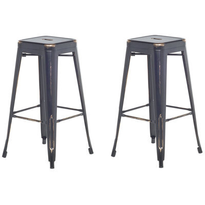 Beliani Set Of 2 Bar Stools Cabrillo Metal Black - image 1