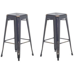 Beliani Set Of 2 Bar Stools Cabrillo Metal Black - thumbnail 1