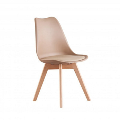 Life Interiors Lorenzo Padded Dining Chair, Tulip Chair For Lounge Office Dining Room Kitchen, Single, Vanilla - image 1