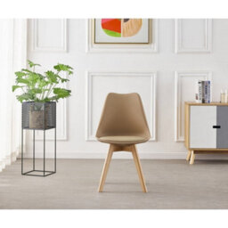 Life Interiors Lorenzo Padded Dining Chair, Tulip Chair For Lounge Office Dining Room Kitchen, Single, Vanilla - thumbnail 2