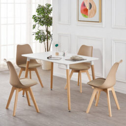Life Interiors Lorenzo Padded Dining Chair, Tulip Chair For Lounge Office Dining Room Kitchen, Single, Vanilla - thumbnail 8