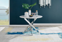 Furniturebox Uk Novara White Marble Round Dining Table & 4 Green Belgravia Chairs - thumbnail 3
