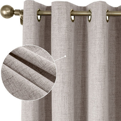 Moonlight Bedding Linen Texture 100%blackout Eyelet Curtain Pair Thermal Insulated Energy Efficient Curtains (Beige,66''x72'') - image 1