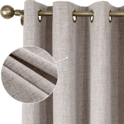 Moonlight Bedding Linen Texture 100%blackout Eyelet Curtain Pair Thermal Insulated Energy Efficient Curtains (Beige,66''x72'') - thumbnail 1