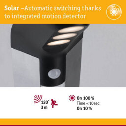 Paulmann 94252 Soley Solar Bollard Light Led Outdoor Luminaire Incl. 1X1.22 Watt Anthracite Plastic 3000 K Warm White - thumbnail 6
