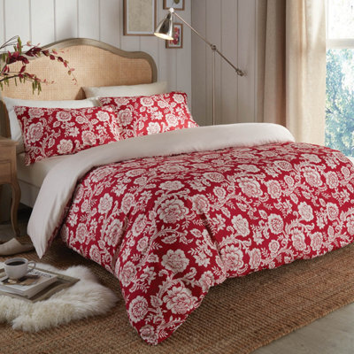 Casa Bonita Baroque Double Duvet Set, Red Damask Design, Soft-Touch Microfibre, 2 Pillowcases - image 1