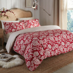 Casa Bonita Baroque Double Duvet Set, Red Damask Design, Soft-Touch Microfibre, 2 Pillowcases - thumbnail 1