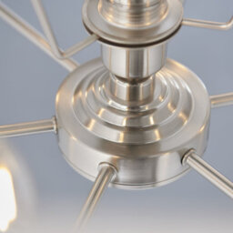 Ceiling Pendant Light - Brushed Chrome Plate & Natural Linen - 6 X 40W E14 - thumbnail 4