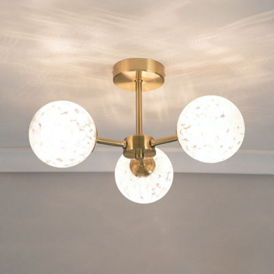 Valuelights India White Confetti Glass 3 Way Flush Ceiling Light And Bulbs - image 1