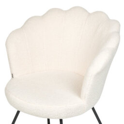 Beliani X Armless White Bouclé Shell Chair With Black Metal Frame, Compact Retro Design - thumbnail 7