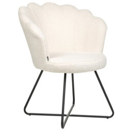 Beliani X Armless White Bouclé Shell Chair With Black Metal Frame, Compact Retro Design - thumbnail 4