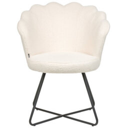 Beliani X Armless White Bouclé Shell Chair With Black Metal Frame, Compact Retro Design - thumbnail 1