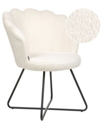 Beliani X Armless White Bouclé Shell Chair With Black Metal Frame, Compact Retro Design - thumbnail 3