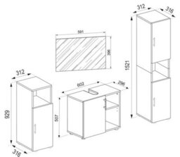 Vcm 4-Piece Bathroom Furniture Set Complete Flandu Ill - thumbnail 4