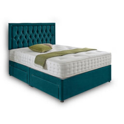 Dining Tables Lisbon Matching Headboard Divan Set, 2 Drawer On Same Side With Sprung 1500 Comfort Mattress - Plush Jade - King - thumbnail 4