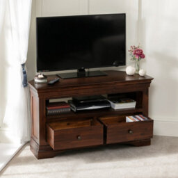 The Furniture Market French Hardwood Mahogany Stained Corner Tv Unit Up To 50 Tv Size - thumbnail 4