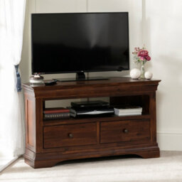 The Furniture Market French Hardwood Mahogany Stained Corner Tv Unit Up To 50 Tv Size - thumbnail 1