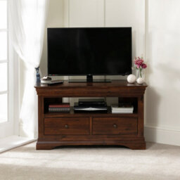 The Furniture Market French Hardwood Mahogany Stained Corner Tv Unit Up To 50 Tv Size - thumbnail 2