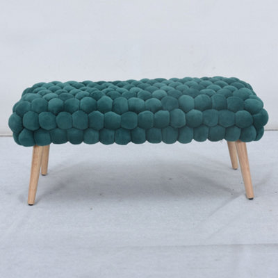 Cushla Bubbly Velvet Large Footstool - Dark Green - image 1