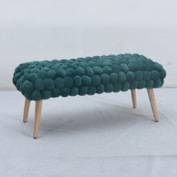 Cushla Bubbly Velvet Large Footstool - Dark Green - thumbnail 2