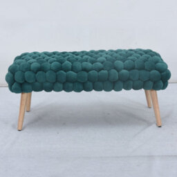 Cushla Bubbly Velvet Large Footstool - Dark Green