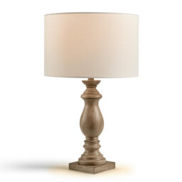 Furniturebox Uk Maurice Grey Turned Wood Style Table Lamp - thumbnail 5