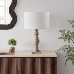 Furniturebox Uk Maurice Grey Turned Wood Style Table Lamp