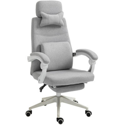 Home Office Chair Swivel Desk Chair With Adjustable Height Footrest Grey - image 1