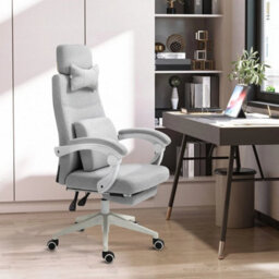 Home Office Chair Swivel Desk Chair With Adjustable Height Footrest Grey - thumbnail 6