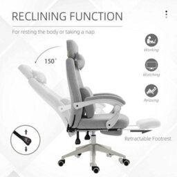 Home Office Chair Swivel Desk Chair With Adjustable Height Footrest Grey - thumbnail 4