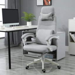Home Office Chair Swivel Desk Chair With Adjustable Height Footrest Grey - thumbnail 5