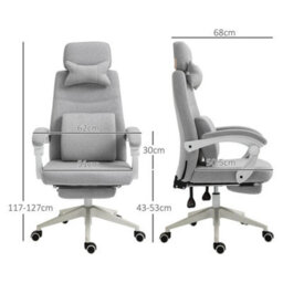Home Office Chair Swivel Desk Chair With Adjustable Height Footrest Grey - thumbnail 2