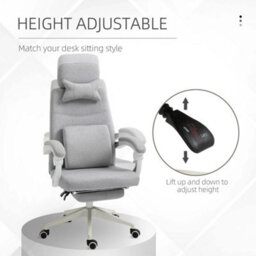 Home Office Chair Swivel Desk Chair With Adjustable Height Footrest Grey - thumbnail 3