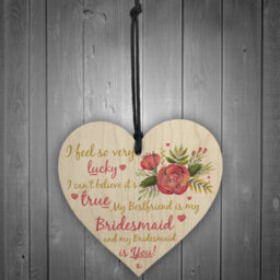 Red Ocean Wedding Bestfriend Bridesmaid Wooden Hanging Heart Favour Plaque Keepsake Gift Invitation - thumbnail 2