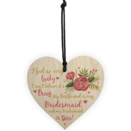 Red Ocean Wedding Bestfriend Bridesmaid Wooden Hanging Heart Favour Plaque Keepsake Gift Invitation - thumbnail 5