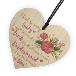 Red Ocean Wedding Bestfriend Bridesmaid Wooden Hanging Heart Favour Plaque Keepsake Gift Invitation - thumbnail 6