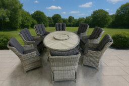 Rattan Garden Furniture Premium Oval Dining Set - thumbnail 2