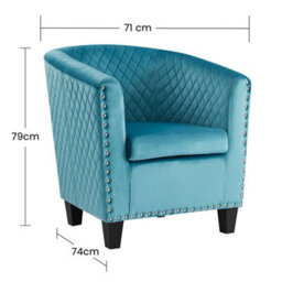 Bravich Stilo Tub Chair - Velvet Light Blue - thumbnail 5