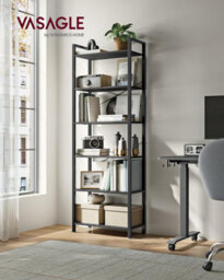 Songmics 6-Tier Tall Bookshelf, Large Bookcase, Freestanding Shelf Unit, Organizing Shelf Unit, Ebony Black And Ink Black - thumbnail 3