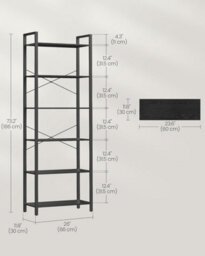 Songmics 6-Tier Tall Bookshelf, Large Bookcase, Freestanding Shelf Unit, Organizing Shelf Unit, Ebony Black And Ink Black - thumbnail 2