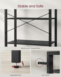 Songmics 6-Tier Tall Bookshelf, Large Bookcase, Freestanding Shelf Unit, Organizing Shelf Unit, Ebony Black And Ink Black - thumbnail 4
