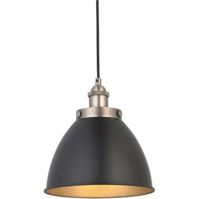 Loops Hanging Ceiling Pendant Light - Small - Aged Pewter Plate & Matt Black Paint - 10W Led E27 - image 1