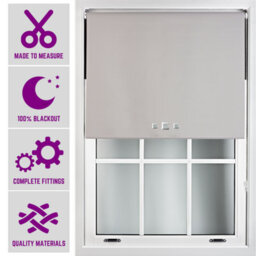 Furnished Triple Square Eyelet Blackout Blind Free Cut Service - Grey (W)180Cm X (L)165Cm - thumbnail 1