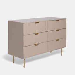 Ohs Ribbed 6 Drawer Cabinet Chest Of Drawers Sideboard - Natural - thumbnail 4