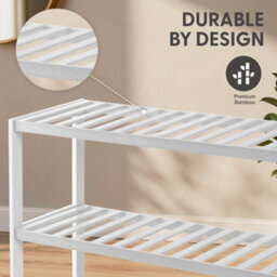 Keplin 5 Tier Natural Bamboo Shoe Rack Easy Assembly & Strong Design Shelf Organiser Ideal For Bedroom, Bathroom(White) - thumbnail 6