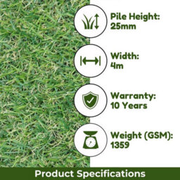"Durban 25mm Outdoor Artificial Grass,pet-Friendly Outdoor Artificial Grass, Realistic Fake Grass-3M(9'9"") X 4M(13'1"")-12M²" - thumbnail 4